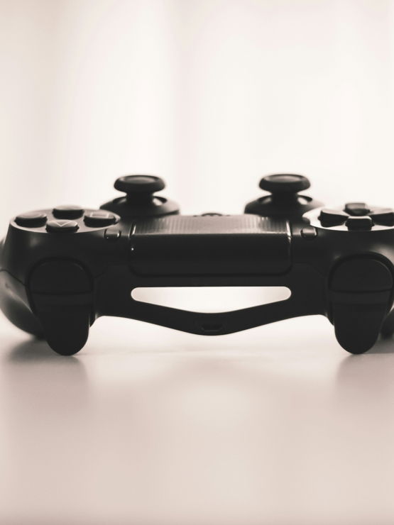 black wireless game controller